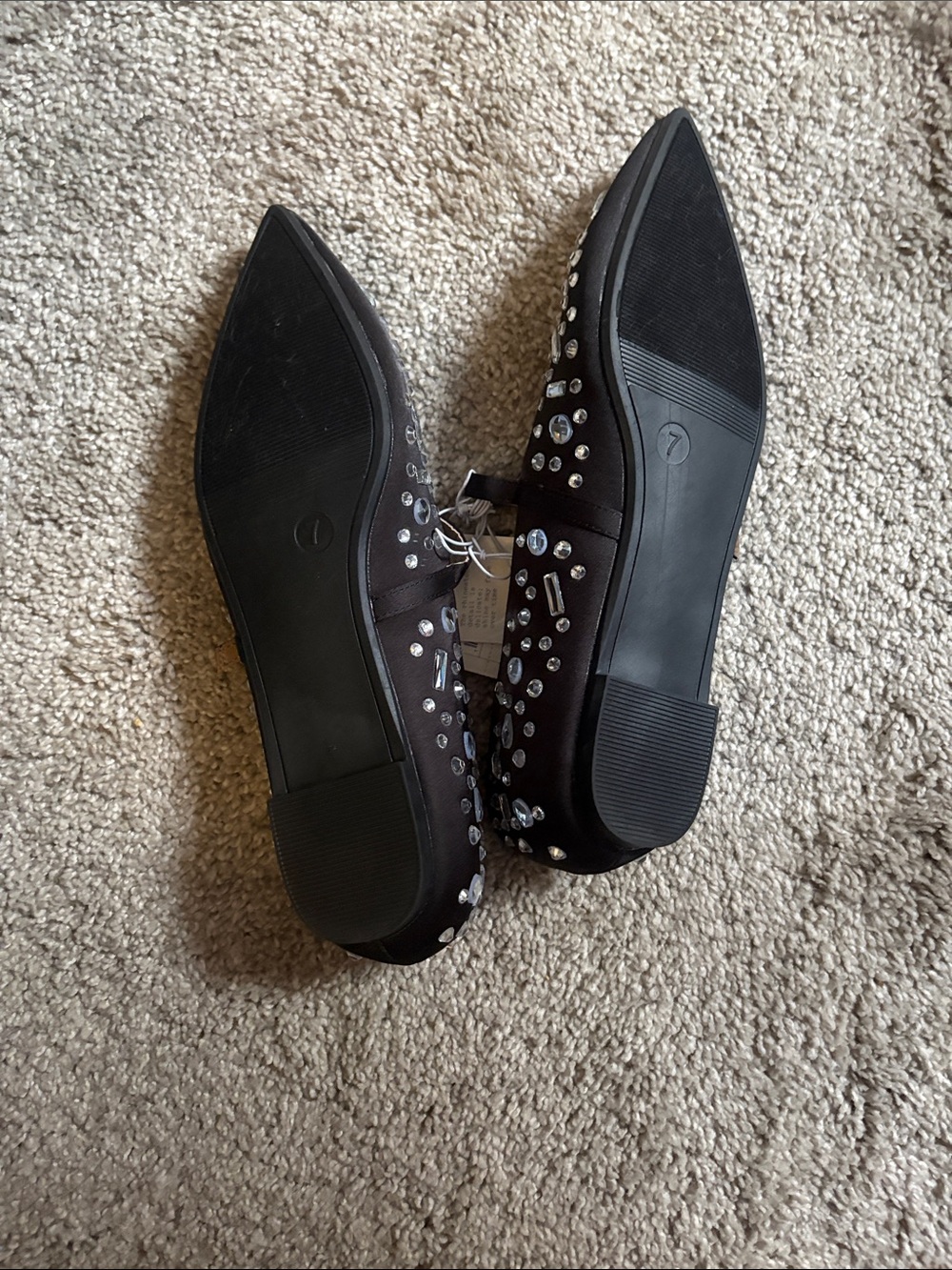 a new day Black Embellished Pointed Toe Mary Jane Flats. Size 9 - 9.5 NWOB - Picture 8 of 9